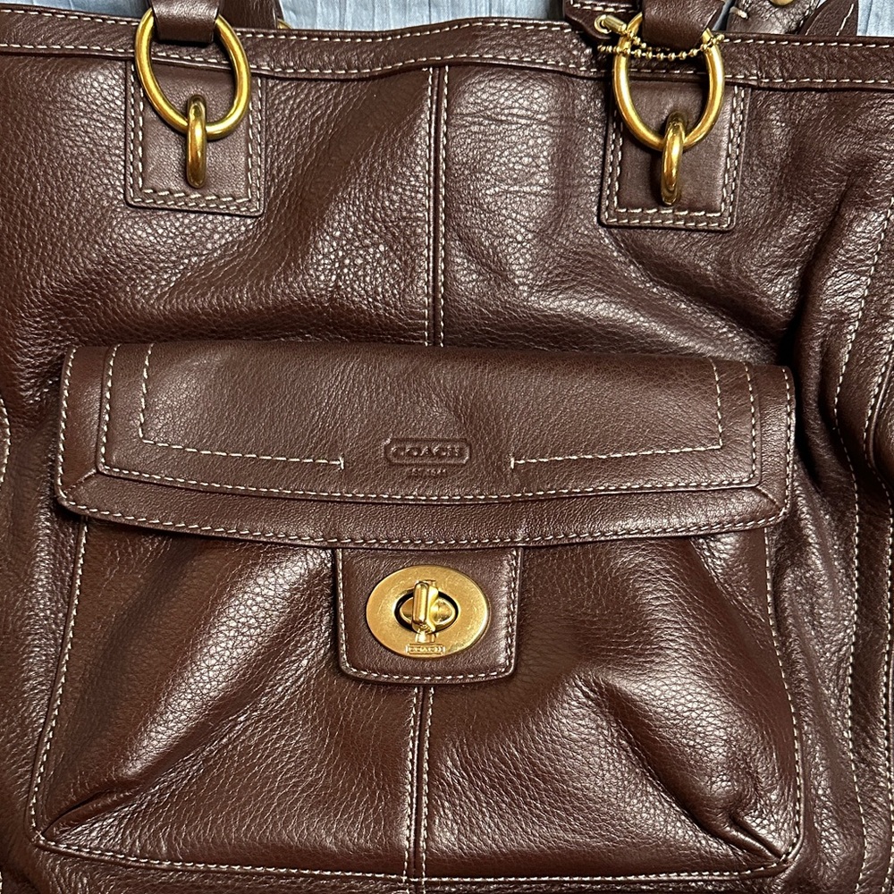Coach Dark Brown Leather Shoulder Bag - Picture 2 of 8